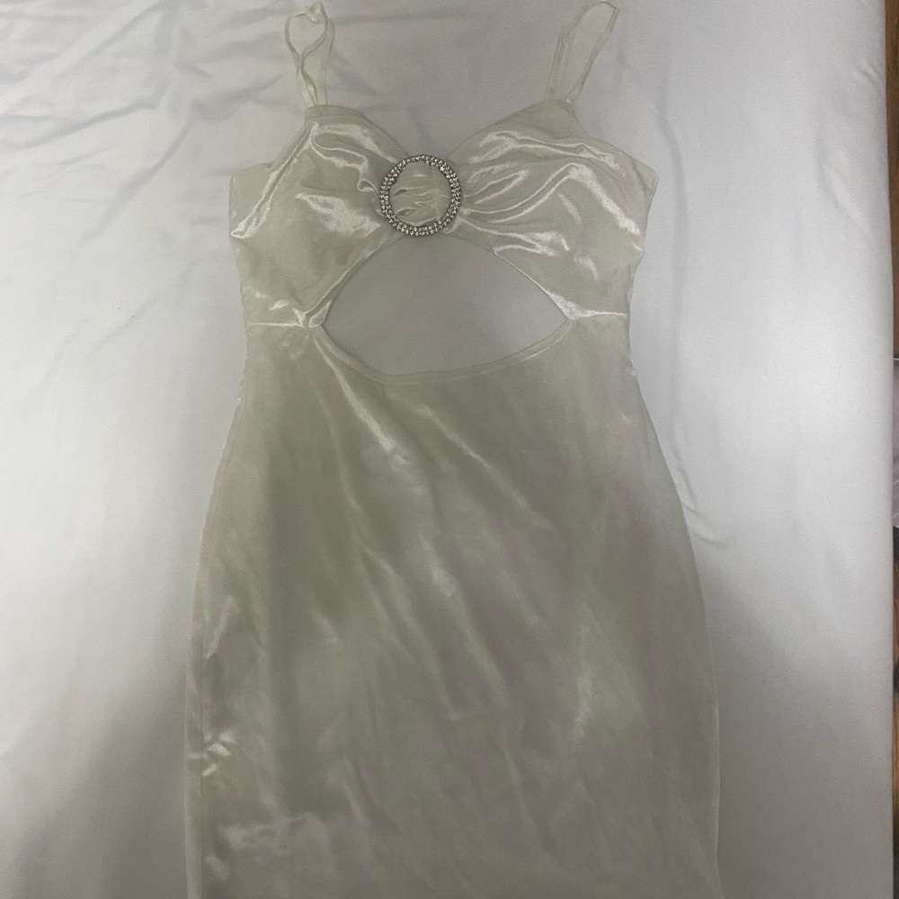 White velvet cut out mini dress